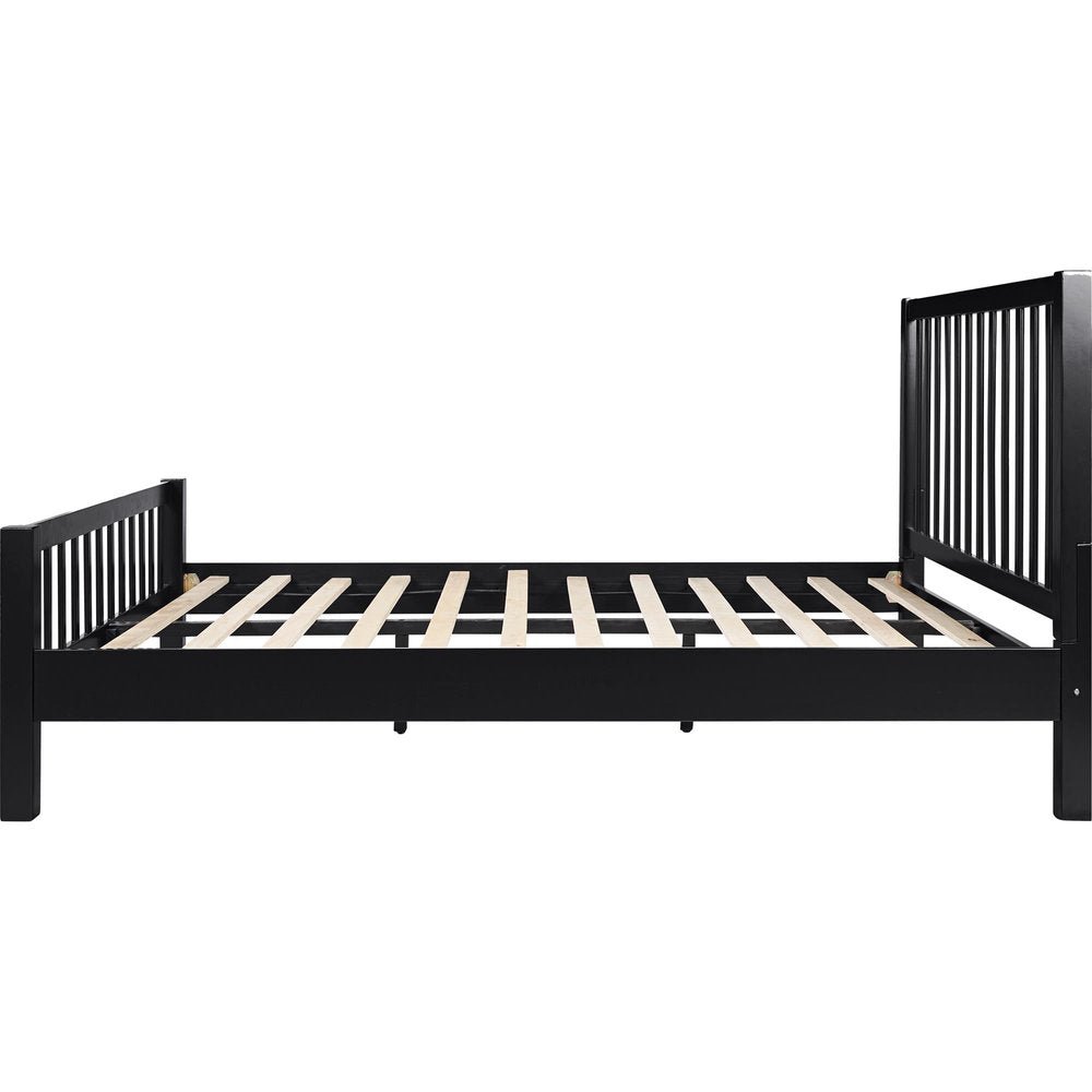 White Slat Back Solid Wood King Bed Frame