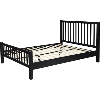 White Slat Back Solid Wood King Bed Frame