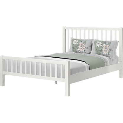 White Slat Back Solid Wood King Bed Frame