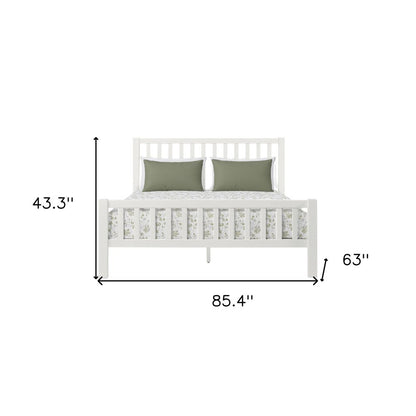 White Slat Back Solid Wood King Bed Frame