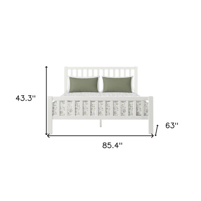 White Slat Back Solid Wood King Bed Frame