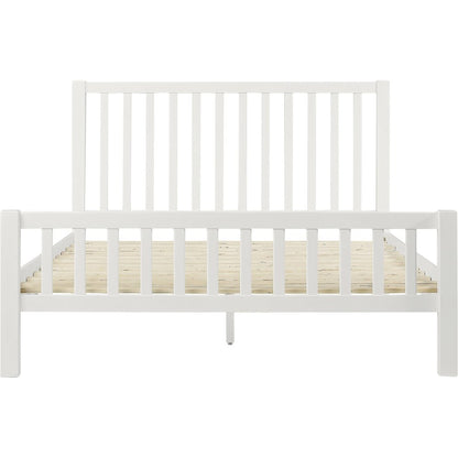 White Slat Back Solid Wood King Bed Frame