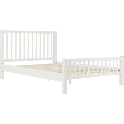White Slat Back Solid Wood King Bed Frame