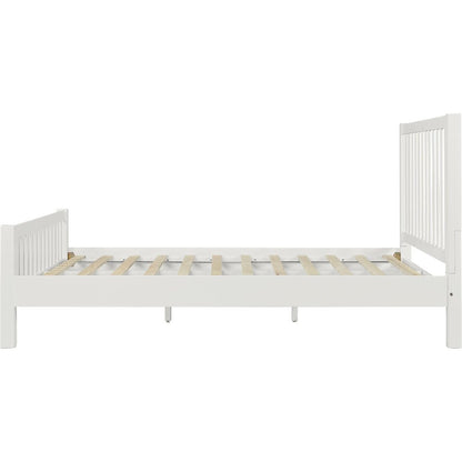 White Slat Back Solid Wood King Bed Frame