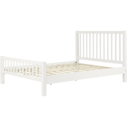 White Slat Back Solid Wood King Bed Frame