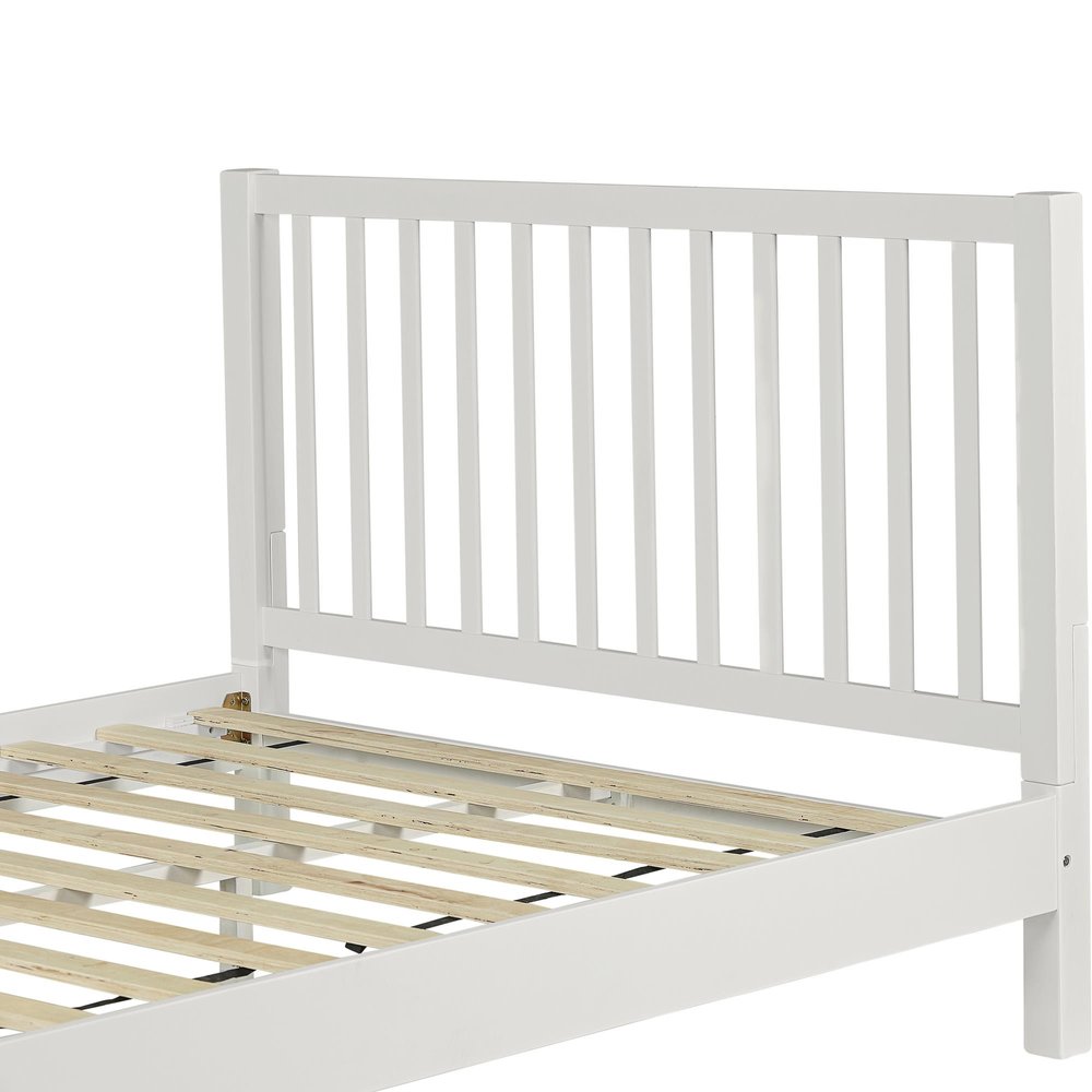 White Slat Back Solid Wood King Bed Frame