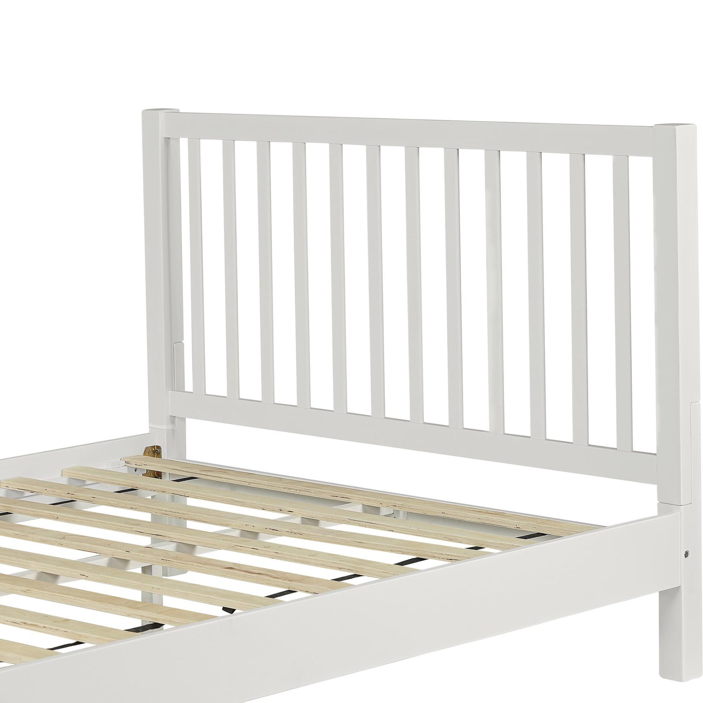 White Slat Back Solid Wood King Bed Frame