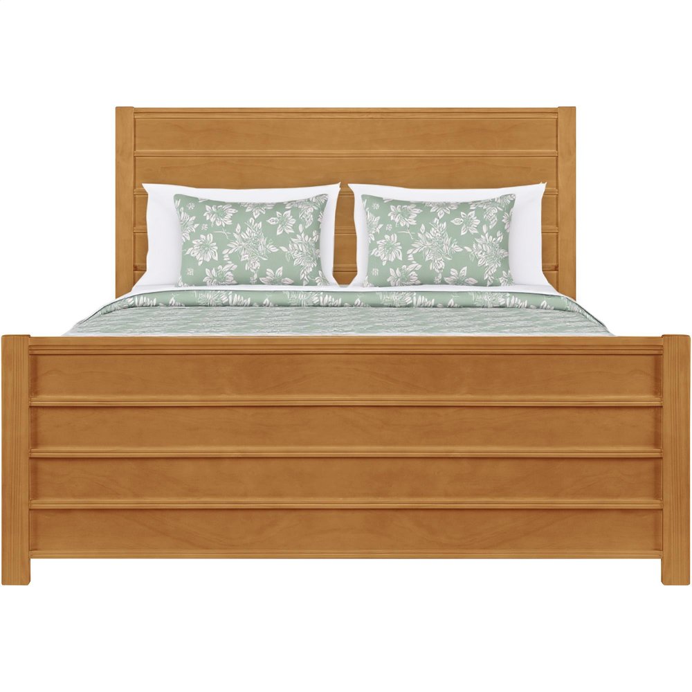 Brown Ribbed Texture Solid Wood Queen Bed Frame