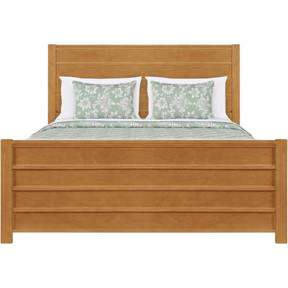 Brown Ribbed Texture Solid Wood Queen Bed Frame