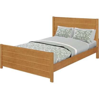 Brown Ribbed Texture Solid Wood Queen Bed Frame