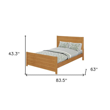 Brown Ribbed Texture Solid Wood Queen Bed Frame