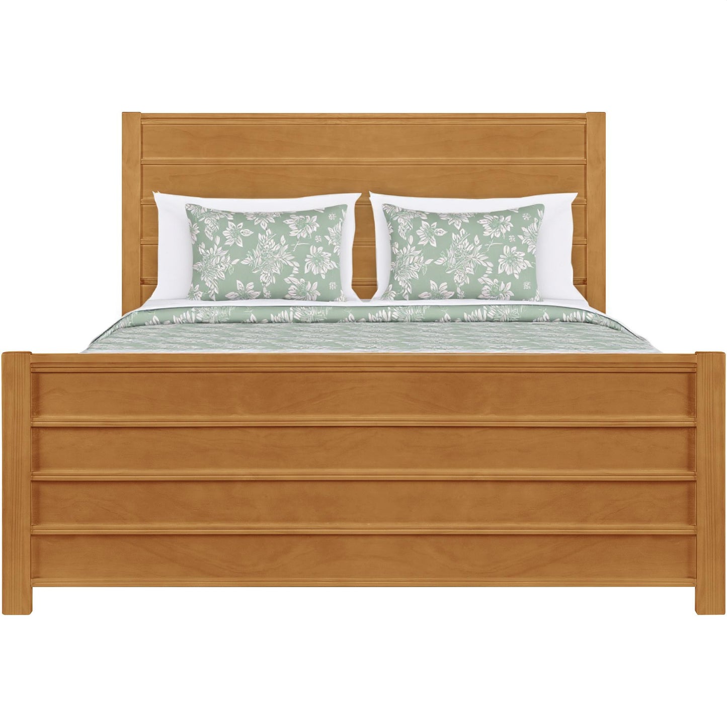 Brown Ribbed Texture Solid Wood Queen Bed Frame