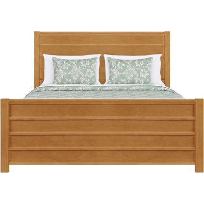 Brown Ribbed Texture Solid Wood Queen Bed Frame