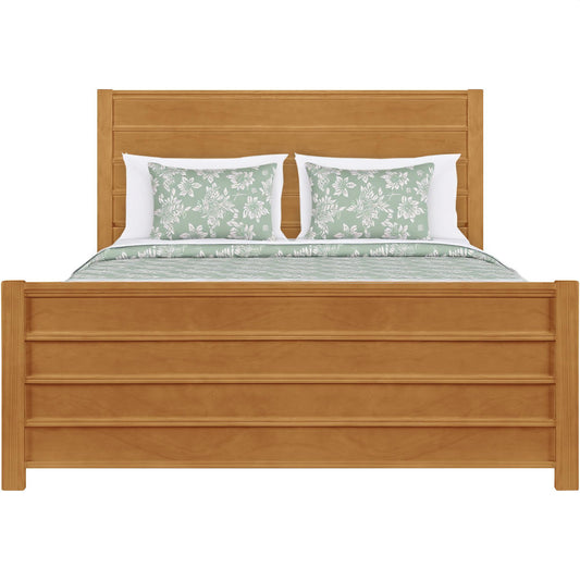 Brown Ribbed Texture Solid Wood Queen Bed Frame