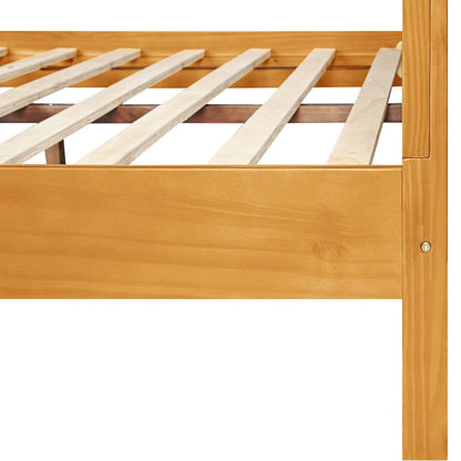 Brown Ribbed Texture Solid Wood Queen Bed Frame