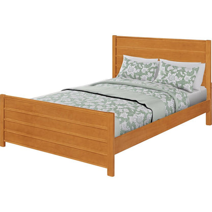 Brown Ribbed Texture Solid Wood Queen Bed Frame