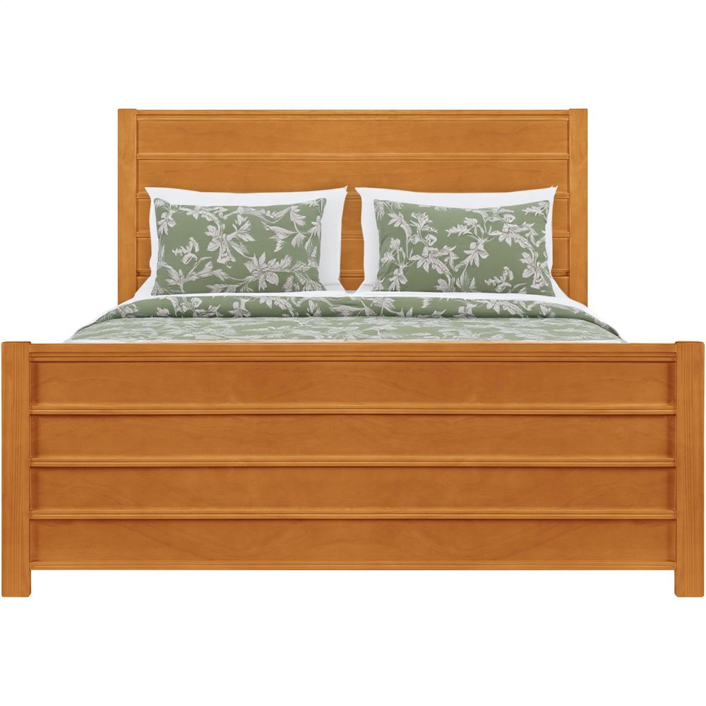 Brown Ribbed Texture Solid Wood Queen Bed Frame