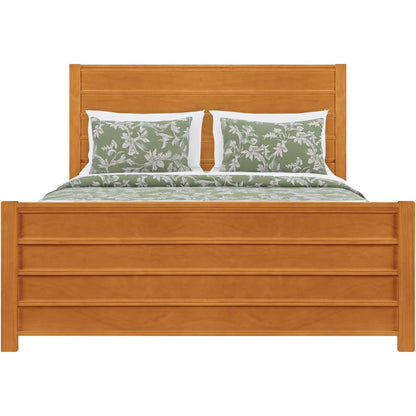 Brown Ribbed Texture Solid Wood Queen Bed Frame