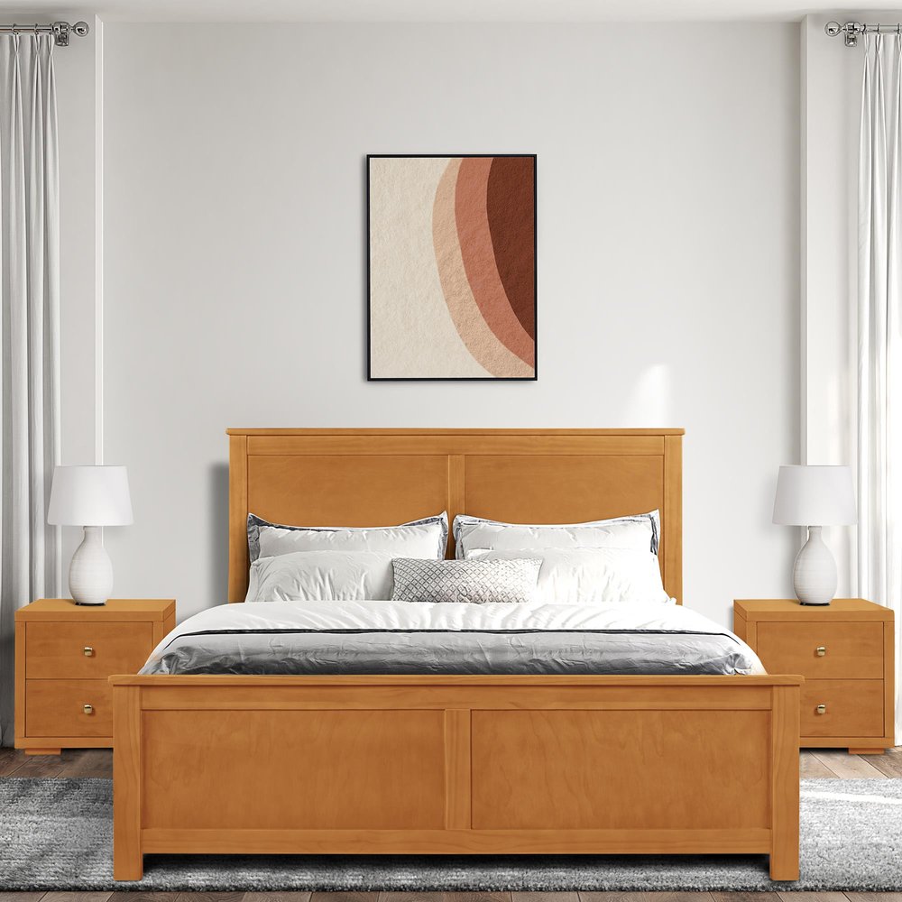 Brown Solid Wood Queen Bed Frame