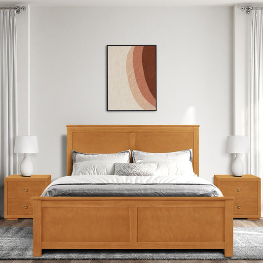 Brown Solid Wood Queen Bed Frame