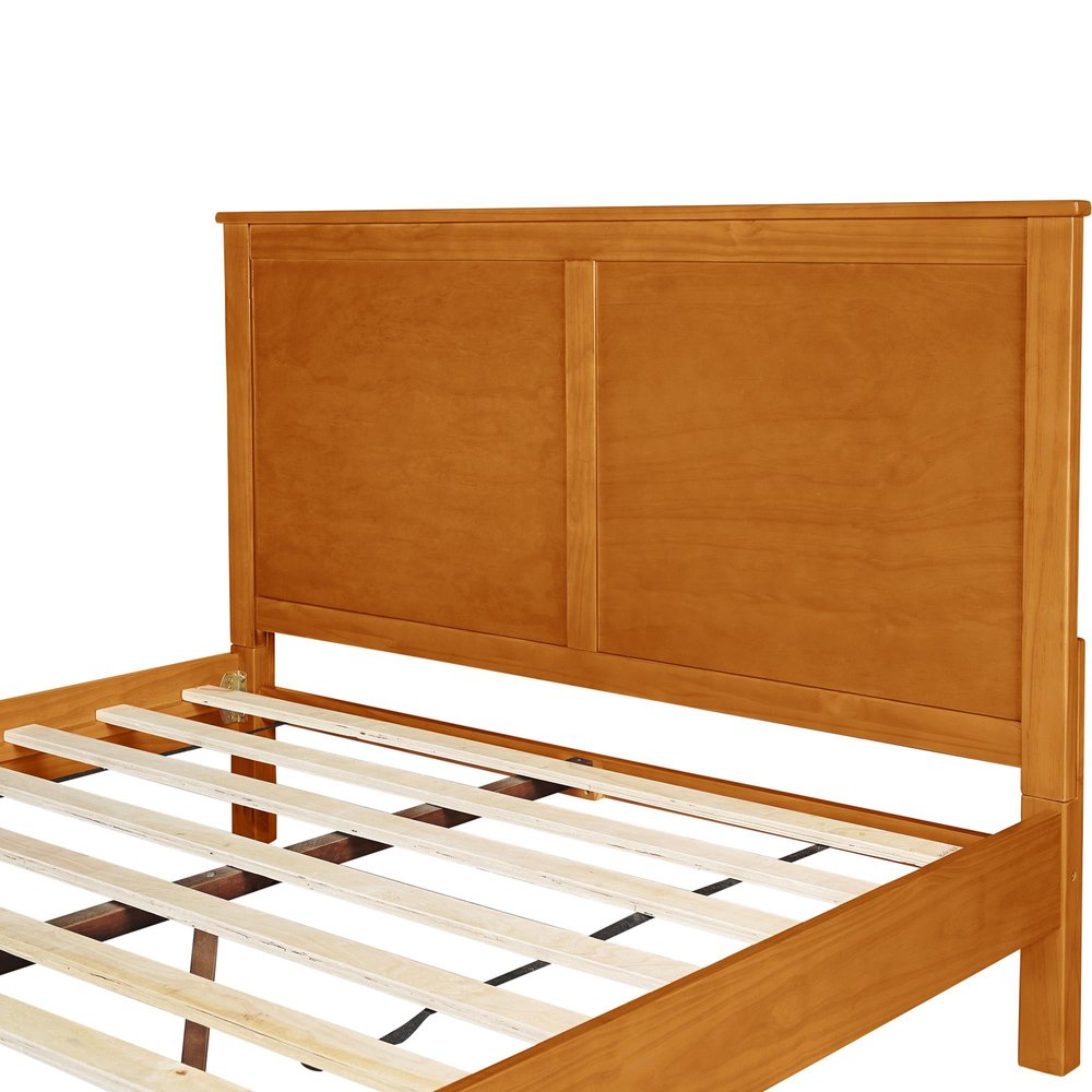 Brown Solid Wood Queen Bed Frame