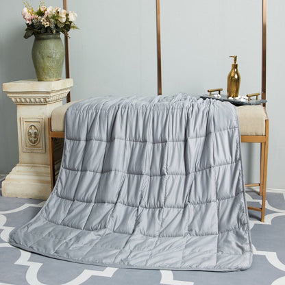 48" X 72" Light Gray Cotton Quilted Plush 15 Pound Weighted Blanket
