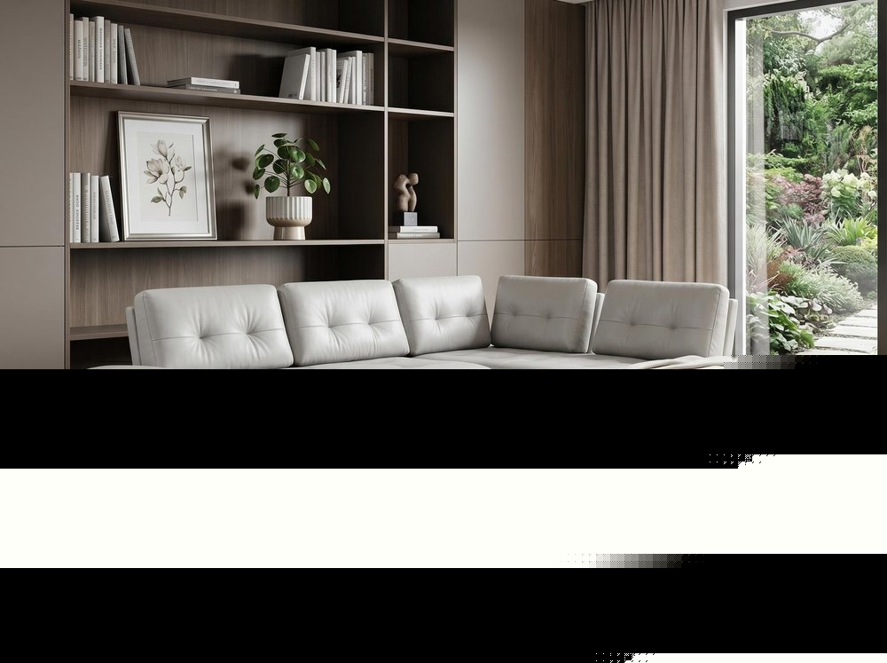 White Leather L Shaped Two Piece Seating Component