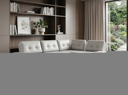White Leather L Shaped Two Piece Seating Component