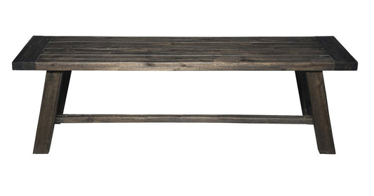 60" Gray Solid Wood Distressed Dining Bench