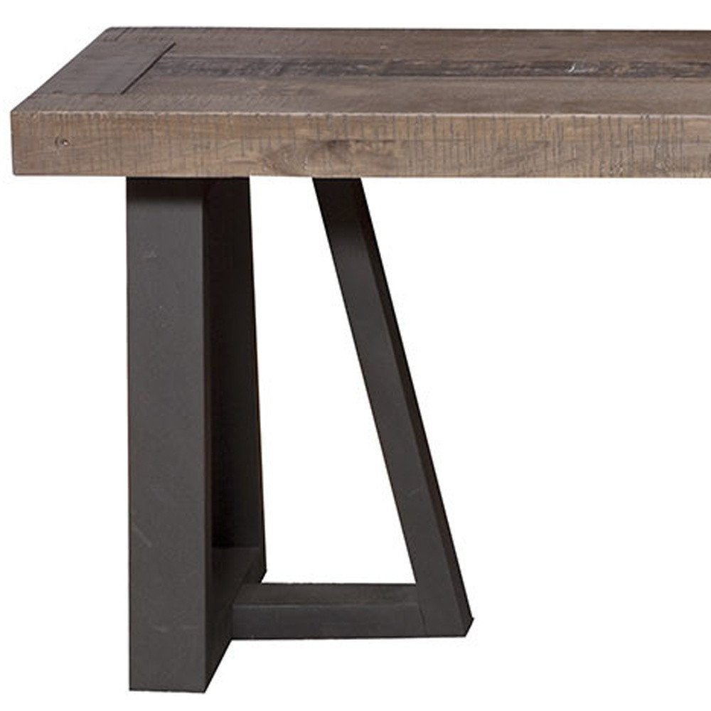 75" Natural And Black Solid Wood Distressed Dining Bench