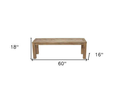 60" Natural Distressed Solid Wood Dining Bench