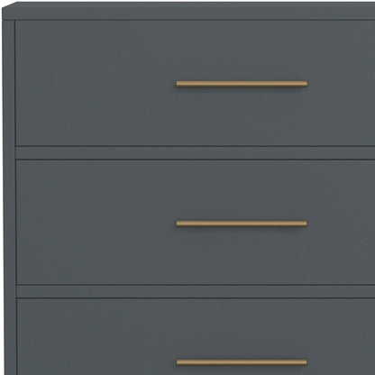 33" Gray Solid Wood Five Drawer Dresser
