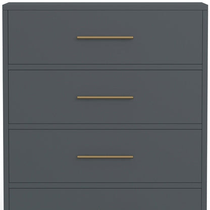 33" Gray Solid Wood Five Drawer Dresser