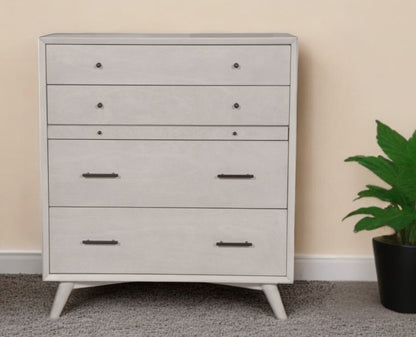 38" Gray Solid Wood Four Drawer Chest