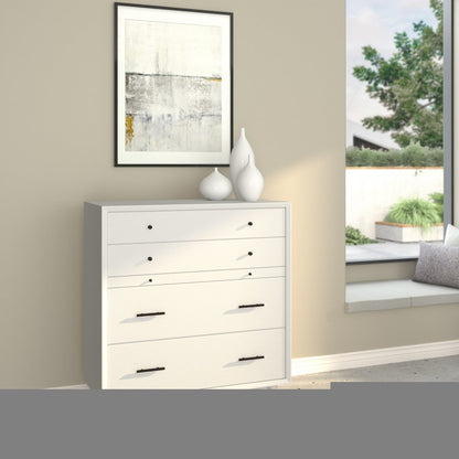 38" White Solid Wood Four Drawer Chest