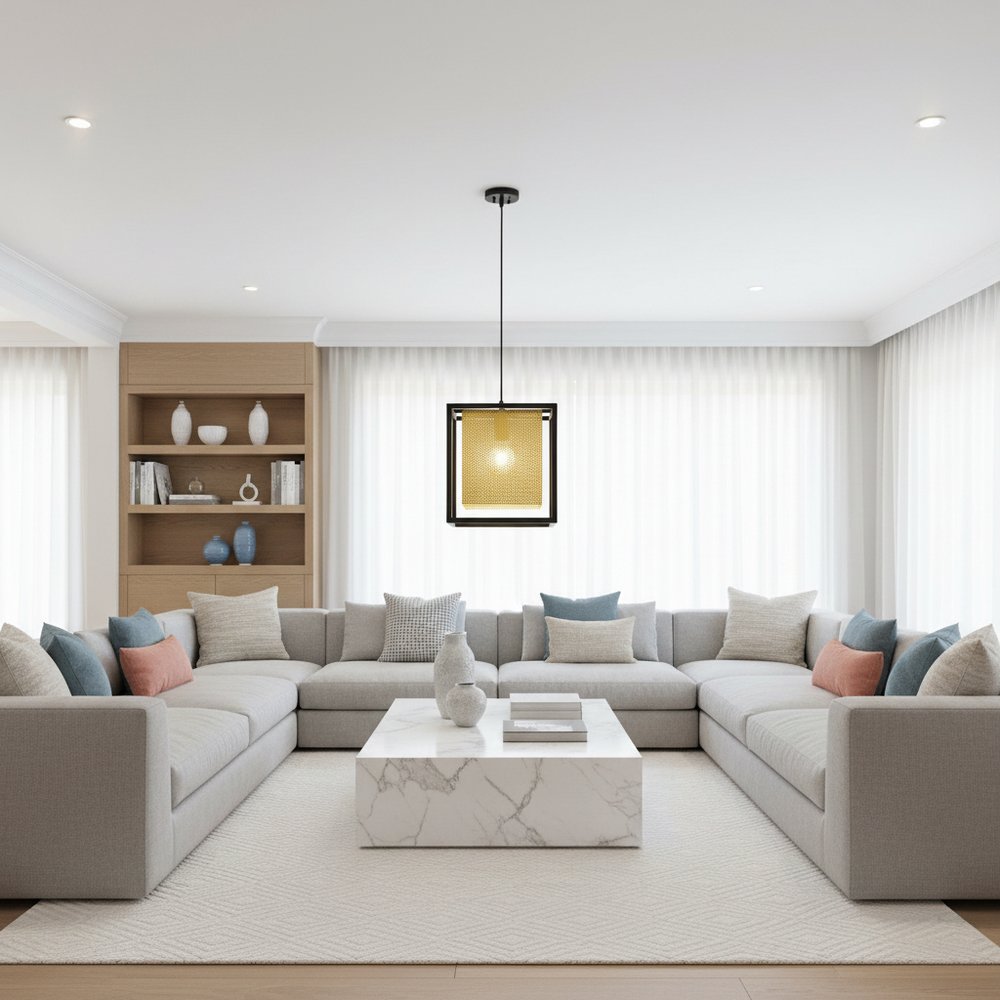 Gold and Black Geometric Metal Ceiling Light