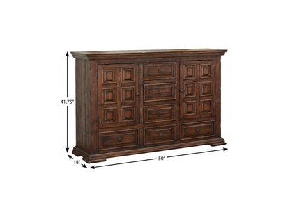 50" Chocolate Solid Wood Six Drawer Triple Dresser