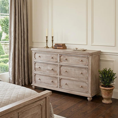70" Natural Solid Wood Six Drawer Double Dresser