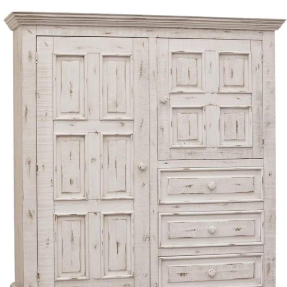 55" White Solid Wood Three Drawer Gentlemans Chest