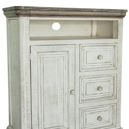 39" Off White Solid Wood Three Drawer Gentlemans Chest