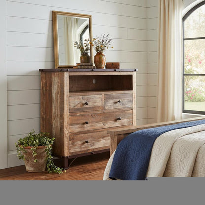 43" Brown Solid Wood Four Drawer Chest