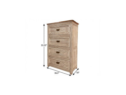37" Cream Solid Wood Four Drawer Chest
