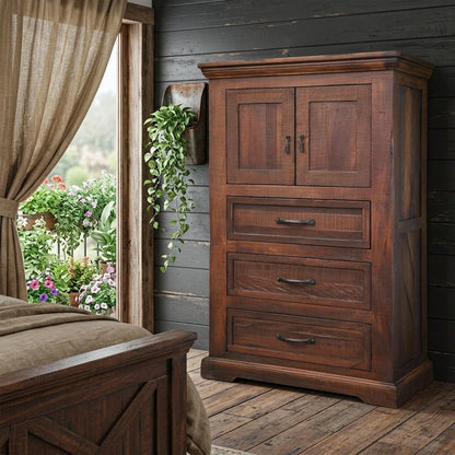37" Brown Solid Wood Three Drawer Dresser