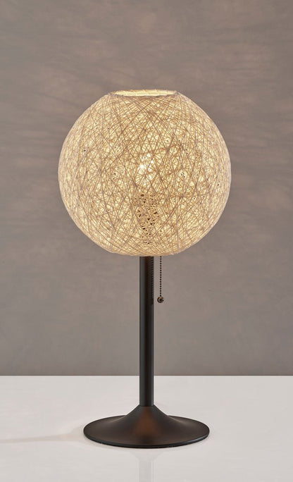 24" Antiqued Bronze Metal Candlestick Table Lamp With Off White Globe Shade