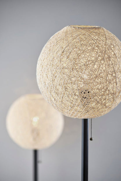 24" Antiqued Bronze Metal Candlestick Table Lamp With Off White Globe Shade