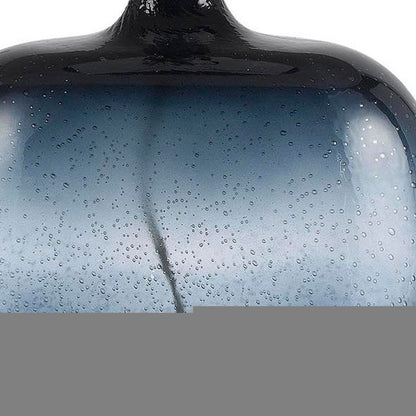 24" Dark Blue Glass Table Lamp With White Novelty Shade