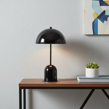 20" Gunmetal Dark Gray Desk Table Lamp With Half Dome Shade