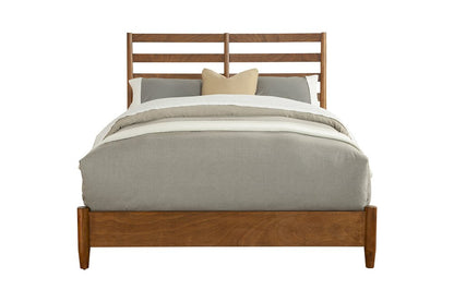 Brown Slat Back Solid Wood California King Bed Frame