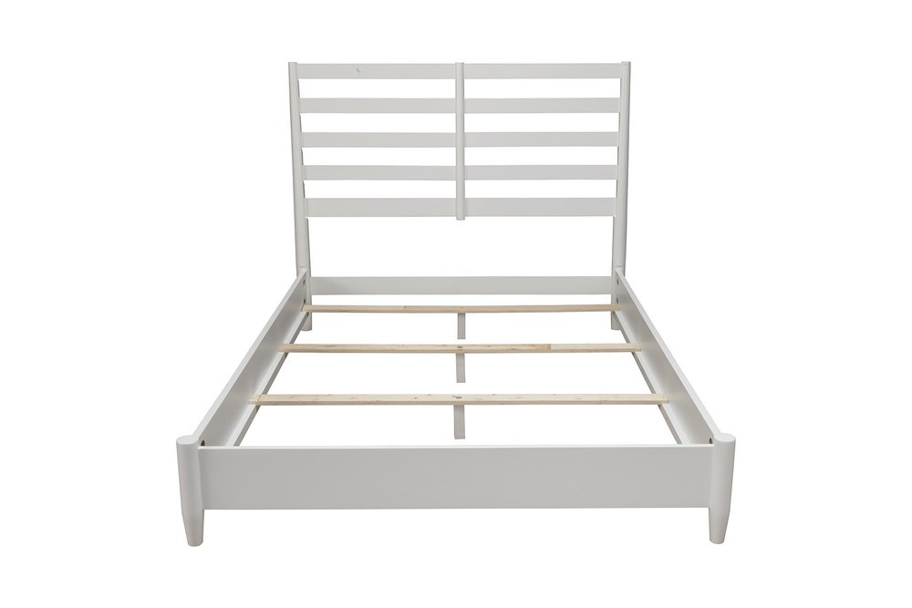 White Slat Back Solid Wood California King Bed Frame