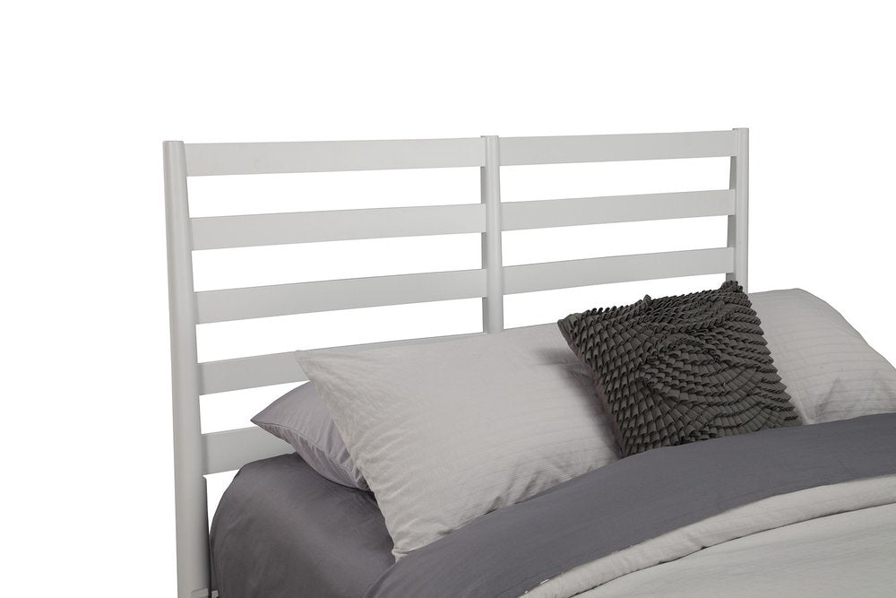 White Slat Back Solid Wood King Bed Frame